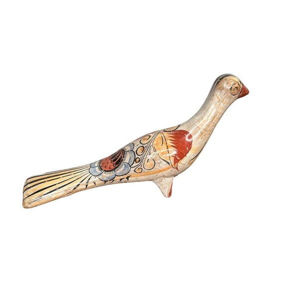 Vintage Tonala Mexican Pottery Hand Painted Pheasant Folk Art Figure 10” long - Picture 3 of 11